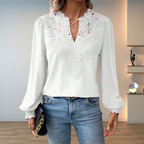 Nyra | Women's Lace Detail Long Sleeve Blouse