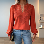 Nyra | Women's Lace Detail Long Sleeve Blouse