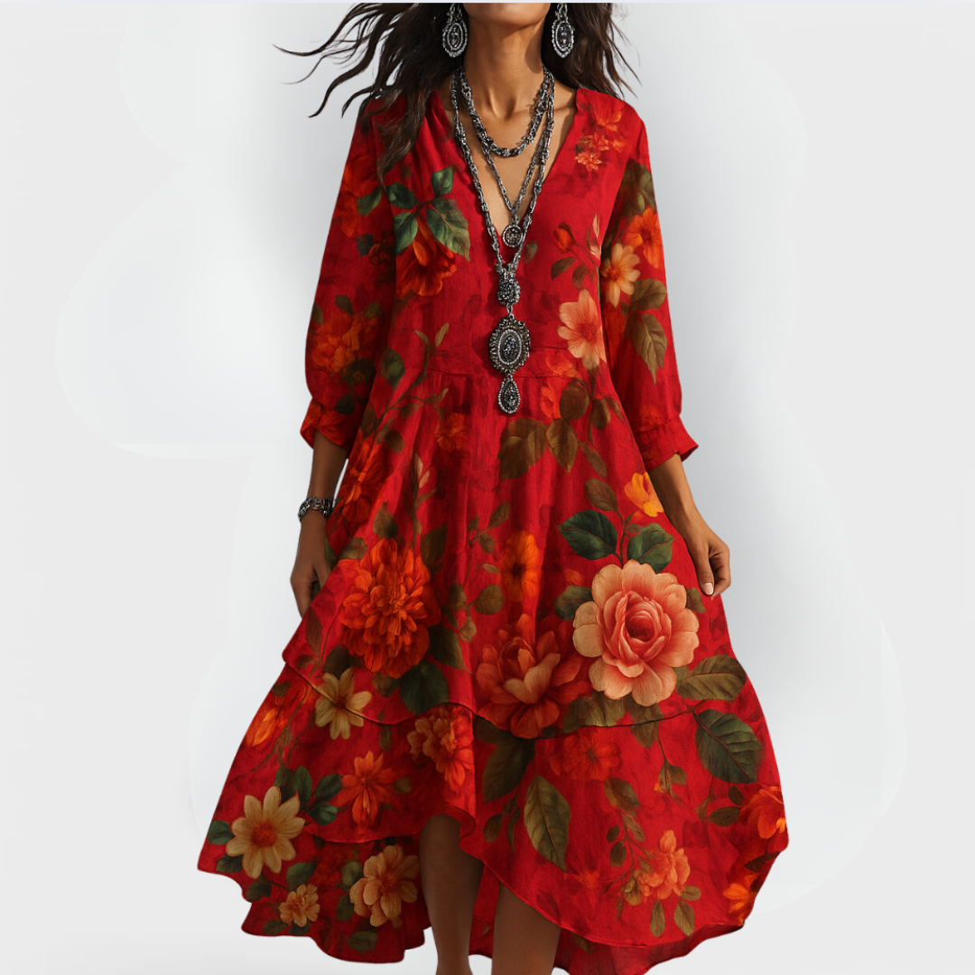 Rosette | Women's Floral Boho V Neck Summer Dress