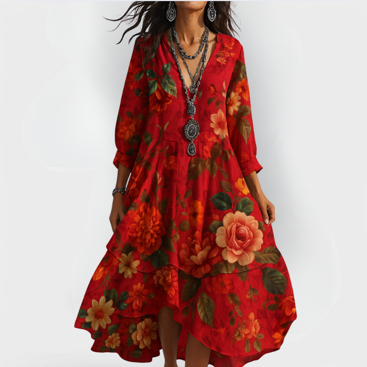 Rosette | Women's Floral Boho V Neck Summer Dress