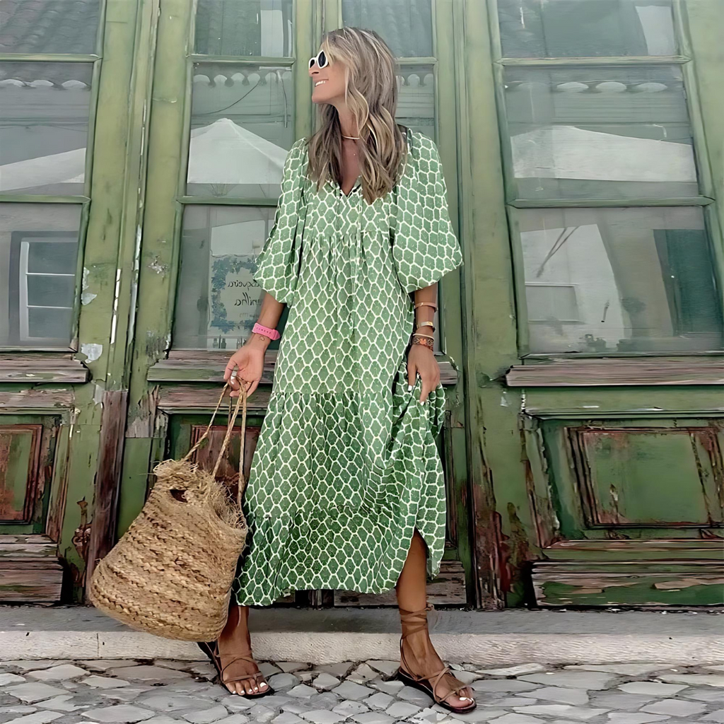 Suki | Women's Geometric Print High-Low Beach Dress