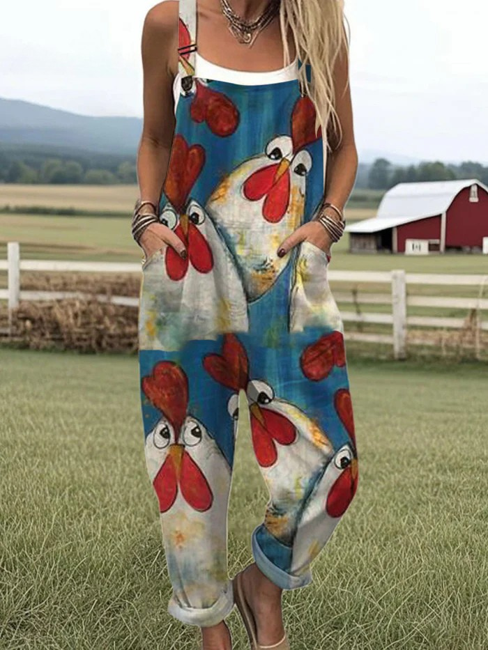 Galadriel | Women's Chicken Print Dungarees