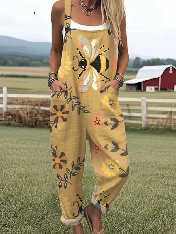 Ulyssa | Women's Bee & Floral Print Dungarees