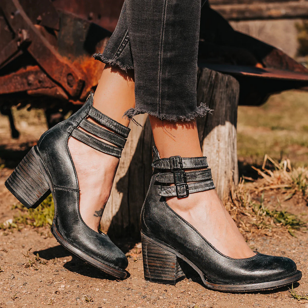 Evangeline | Women's Strappy Double Buckle Ankle Strap Heels
