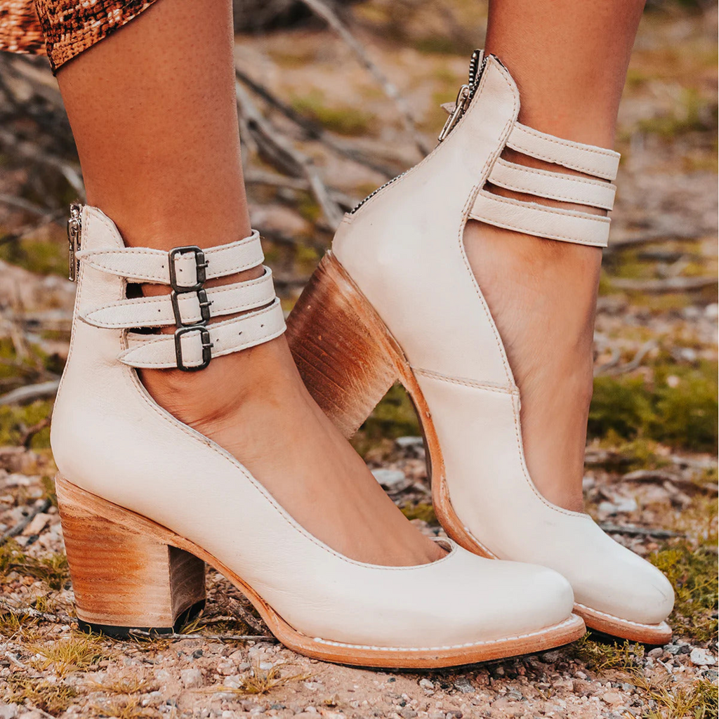Evangeline | Women's Strappy Double Buckle Ankle Strap Heels