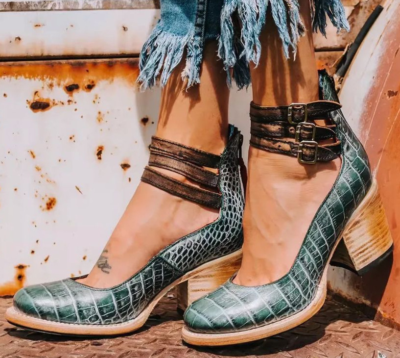 Evangeline | Women's Strappy Double Buckle Ankle Strap Heels