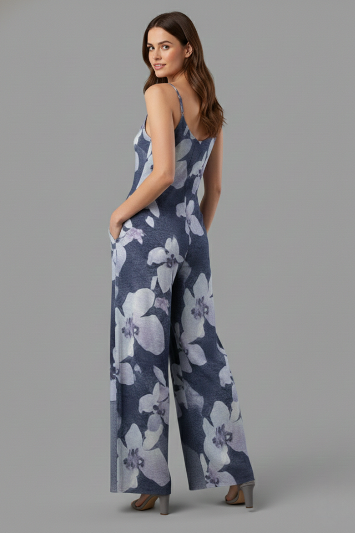 Nayelle | Women's Floral Print Spaghetti Strap Wide Leg Jumpsuit
