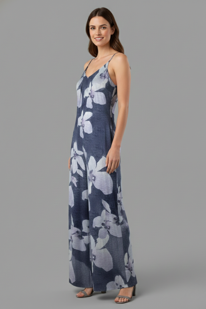 Nayelle | Women's Floral Print Spaghetti Strap Wide Leg Jumpsuit