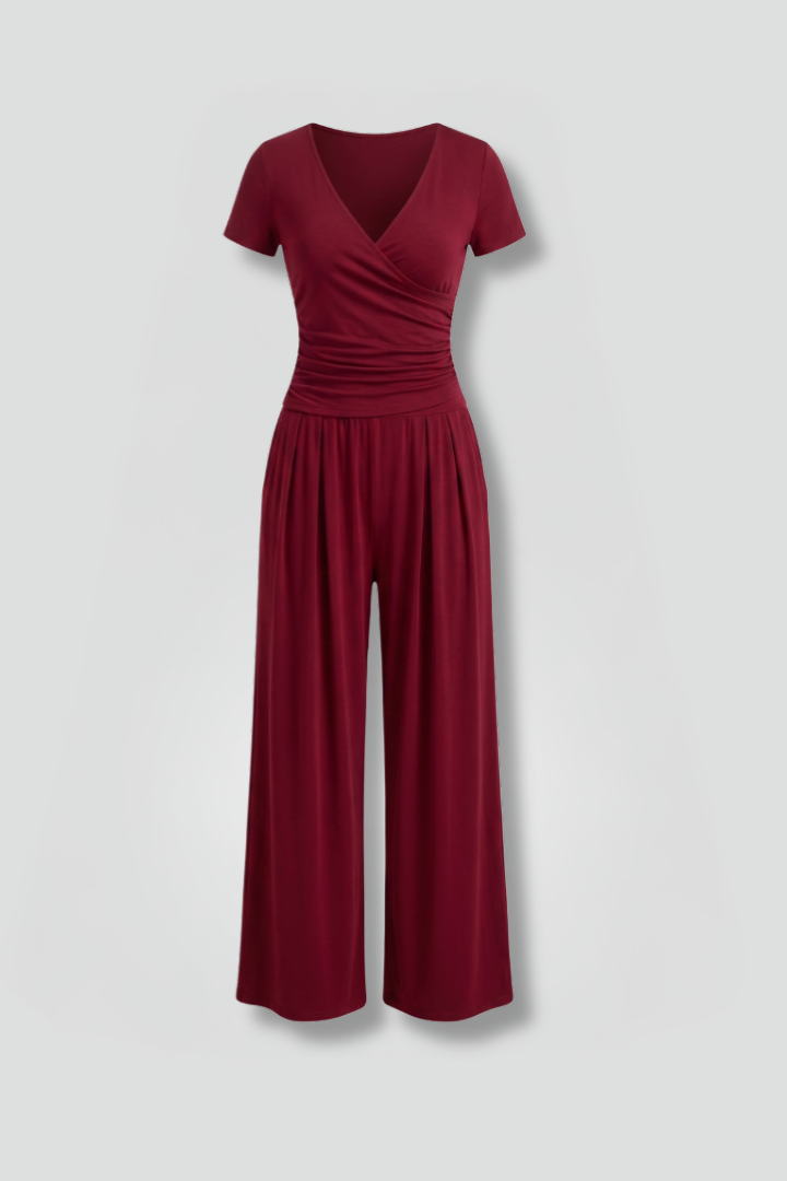 Cyrisse | Women's Wrap Top and Wide Leg Pants Lounge Set