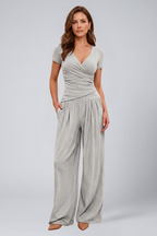 Cyrisse | Women's Wrap Top and Wide Leg Pants Lounge Set