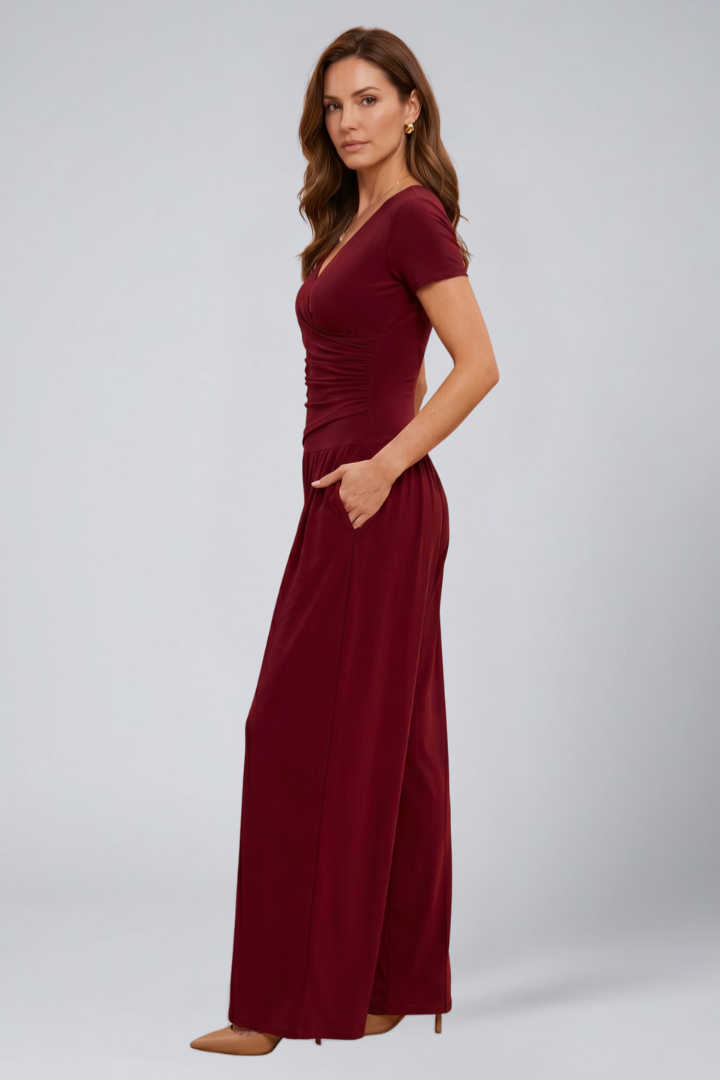 Cyrisse | Women's Wrap Top and Wide Leg Pants Lounge Set