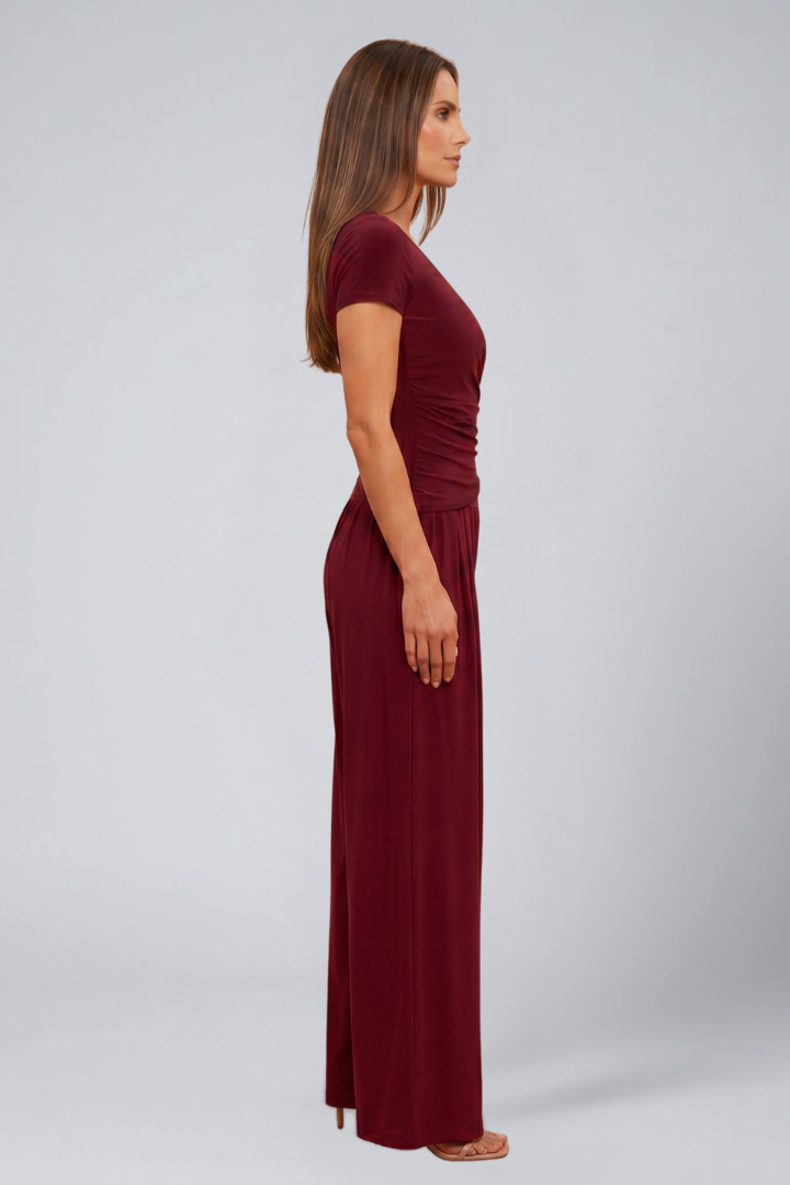Cyrisse | Women's Wrap Top and Wide Leg Pants Lounge Set