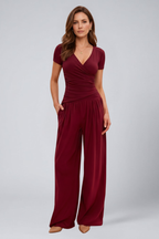 Cyrisse | Women's Wrap Top and Wide Leg Pants Lounge Set