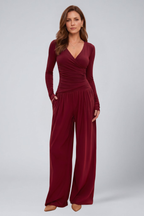 Cyrisse | Women's Wrap Top and Wide Leg Pants Lounge Set