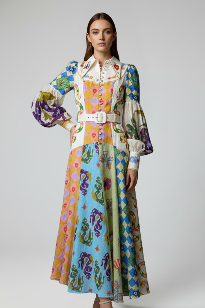 Anika | Women's Printed Long Sleeve Maxi Dress