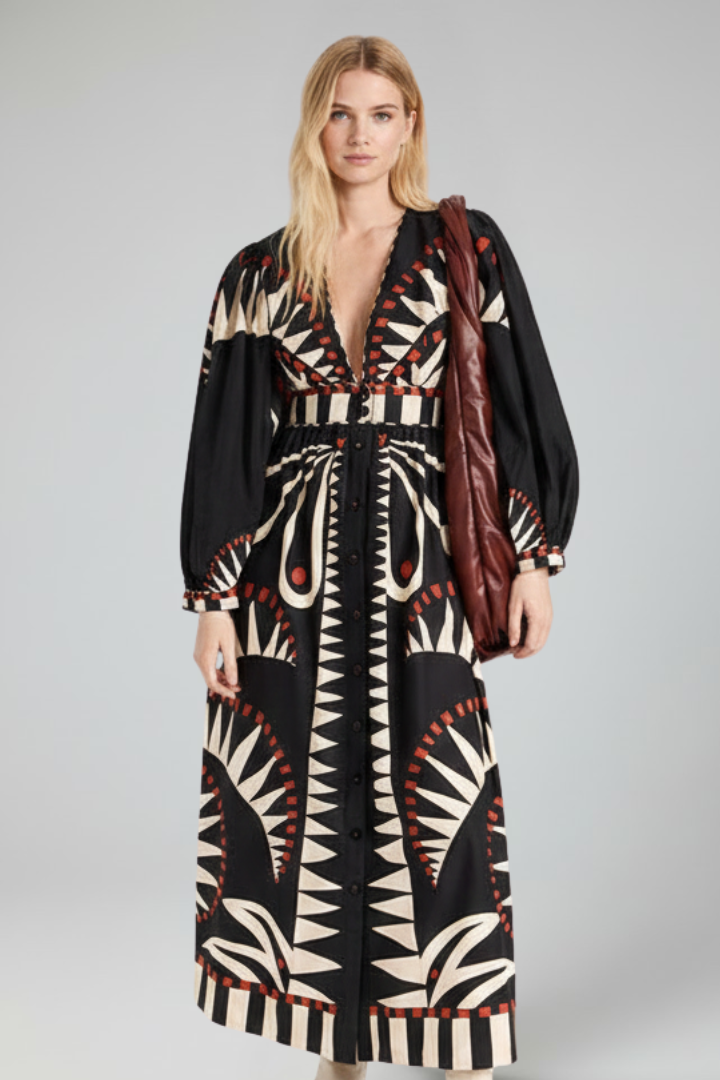 Anika | Women's Printed Long Sleeve Maxi Dress