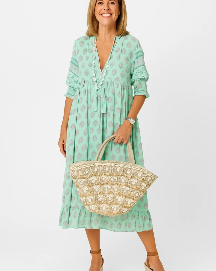 Grace & Jess | Boho-Style V-Neck Floral Dress