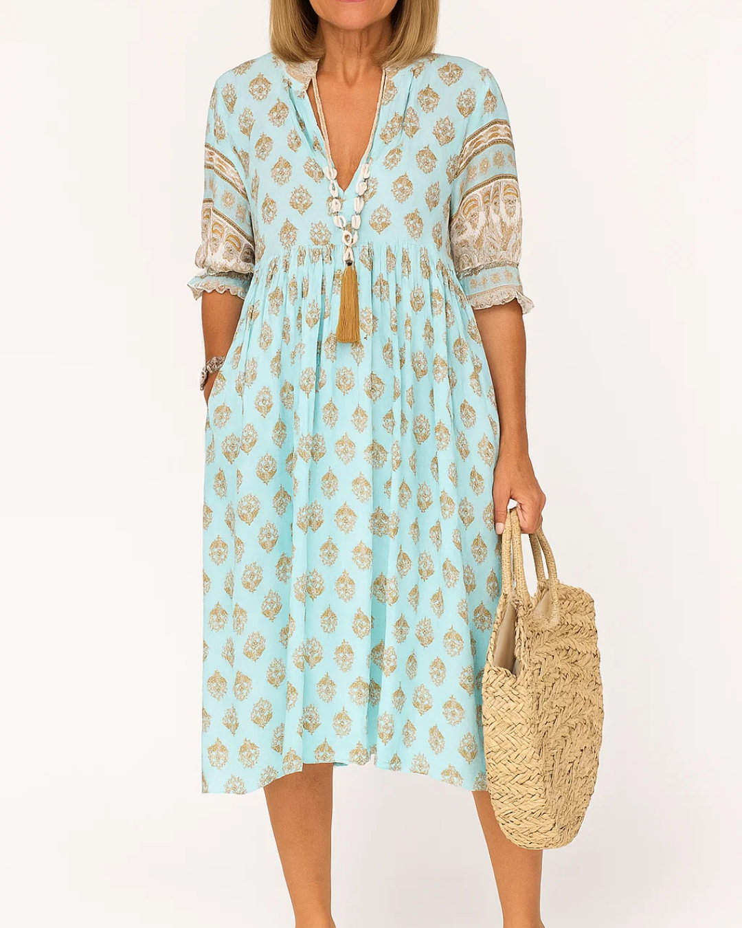 Grace & Jess | Boho-Style V-Neck Floral Dress