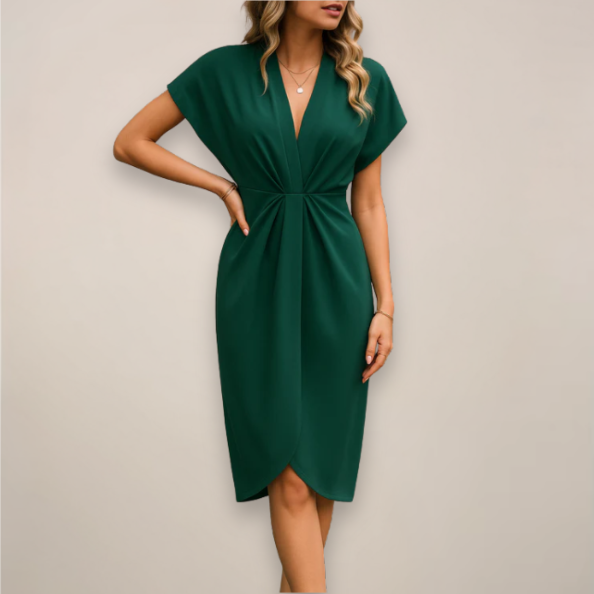 Goldie | Women's V Neck Wrap Midi Dress