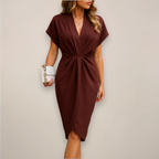 Goldie | Women's V Neck Wrap Midi Dress