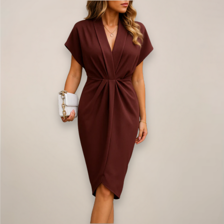 Goldie | Women's V Neck Wrap Midi Dress