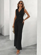 Cordelia | Women's Sleeveless Vest & Wide Leg Trousers Set