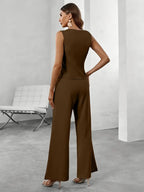 Cordelia | Women's Sleeveless Vest & Wide Leg Trousers Set