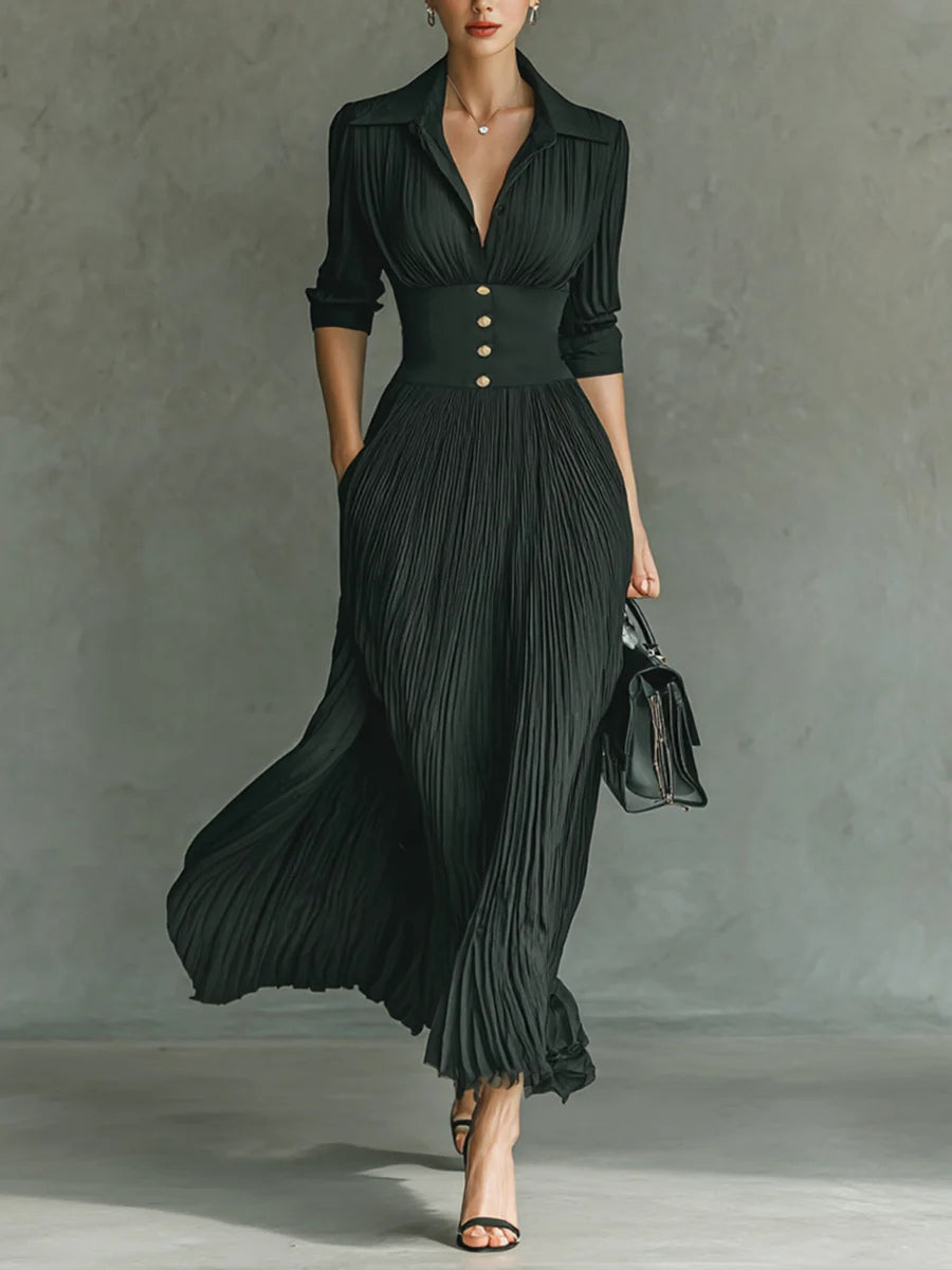 Hestia | Women's Pleated Waist Maxi Dress
