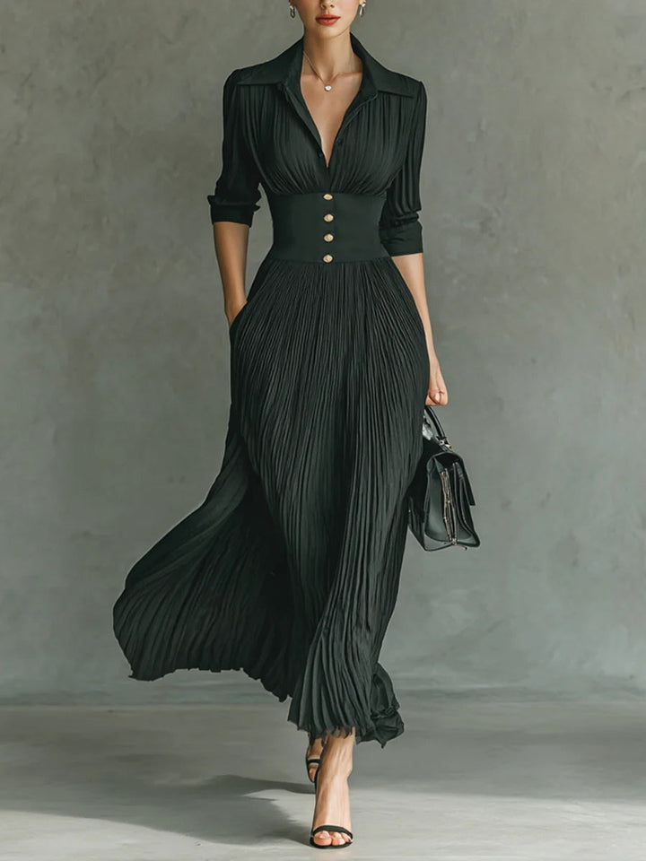 Hestia | Women's Pleated Waist Maxi Dress