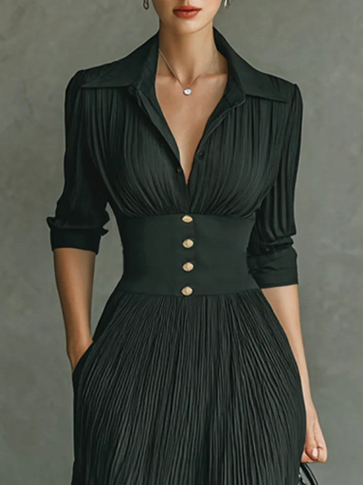 Hestia | Women's Pleated Waist Maxi Dress