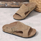 Callista | Women's Suede Slide Sandals with Buckle Detail