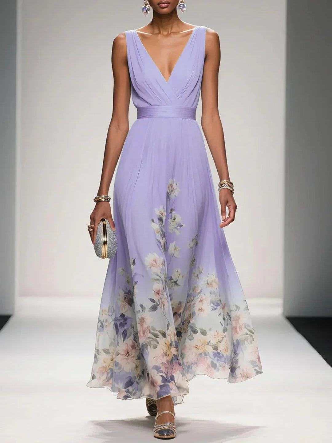 Raina | Women's Floral Chiffon Summer Maxi Dress