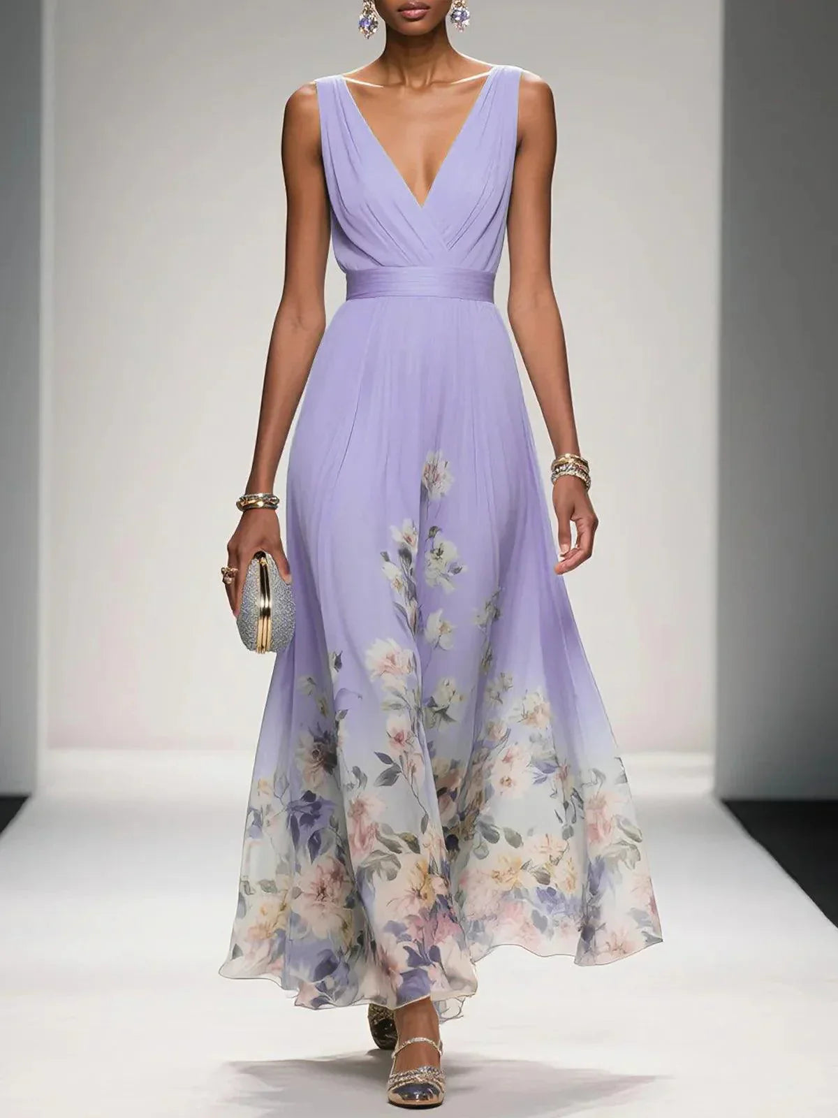 Raina | Women's Floral Chiffon Summer Maxi Dress
