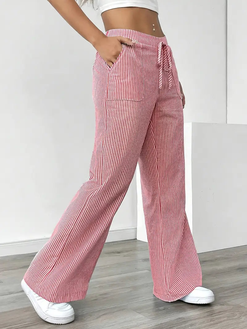Adrienne | Women's Striped Wide Leg Trousers