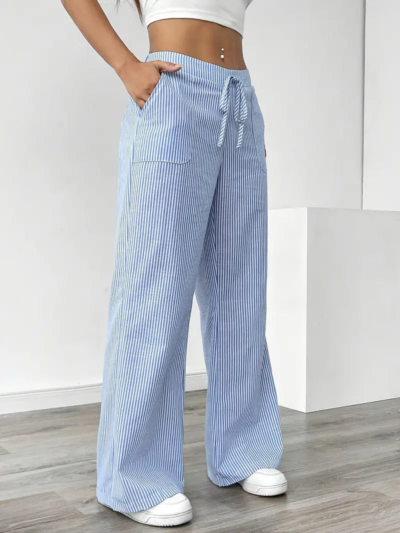 Adrienne | Women's Striped Wide Leg Trousers