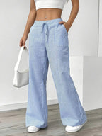 Adrienne | Women's Striped Wide Leg Trousers