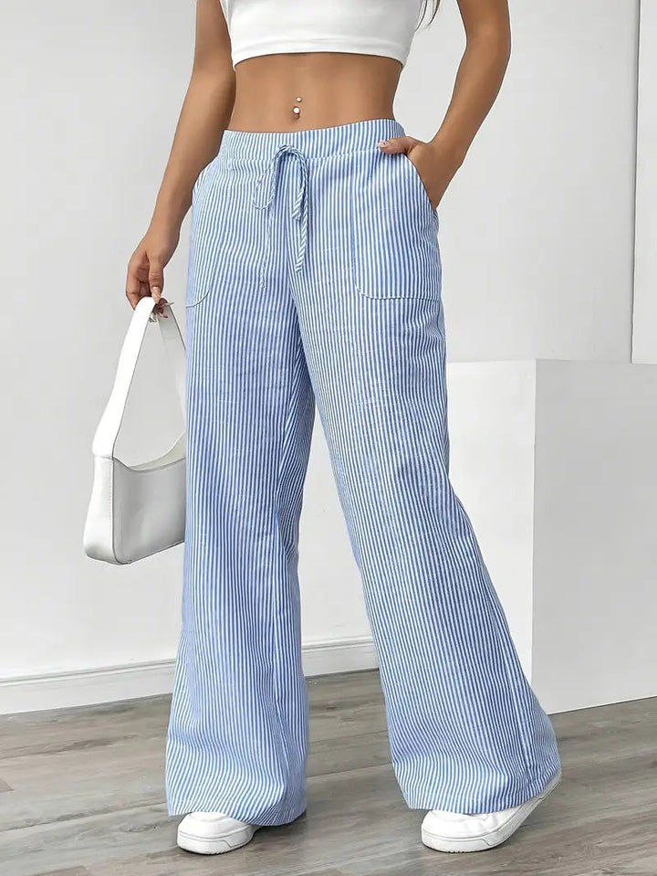 Adrienne | Women's Striped Wide Leg Trousers