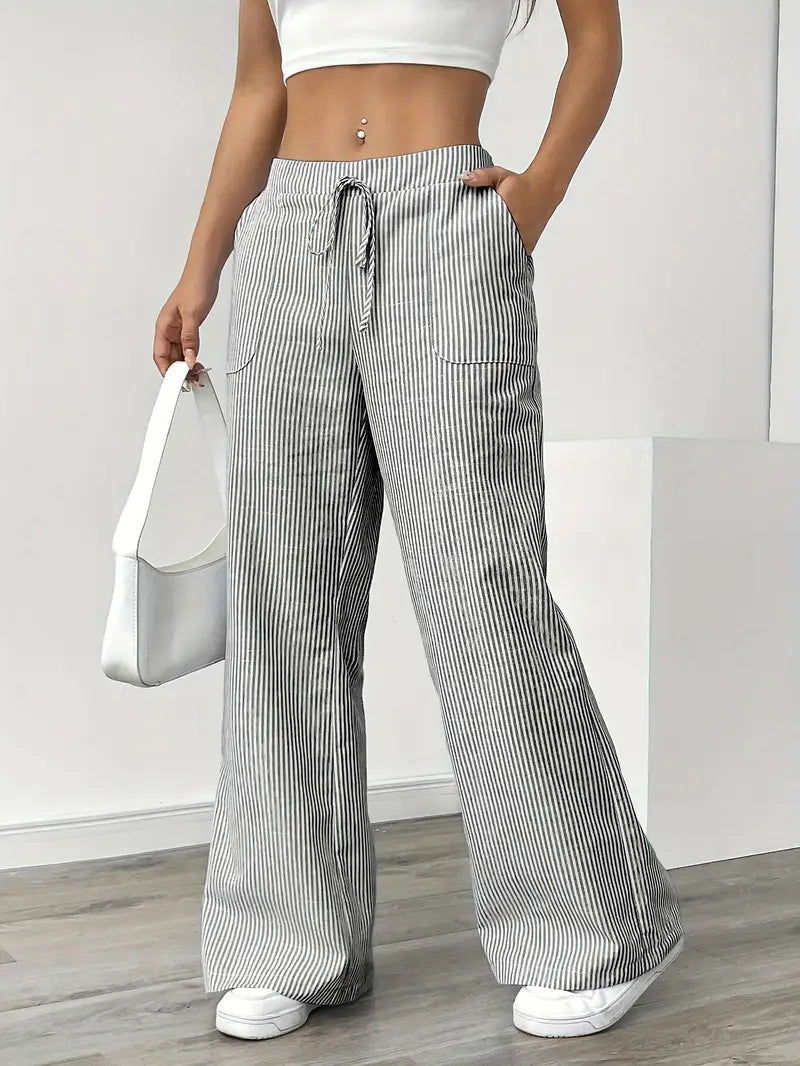Adrienne | Women's Striped Wide Leg Trousers