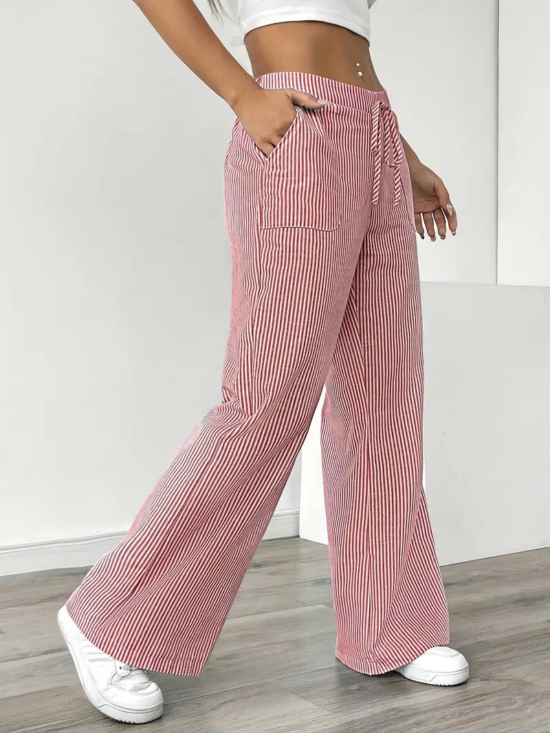Adrienne | Women's Striped Wide Leg Trousers