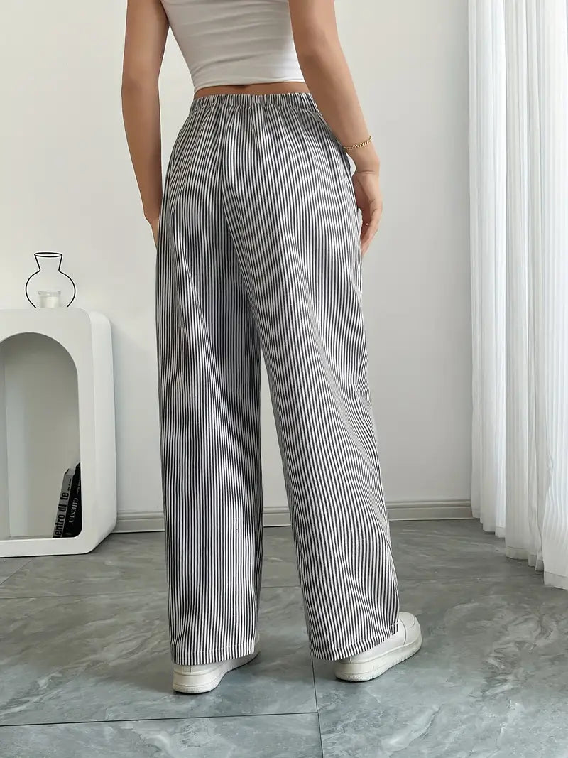 Adrienne | Women's Striped Wide Leg Trousers