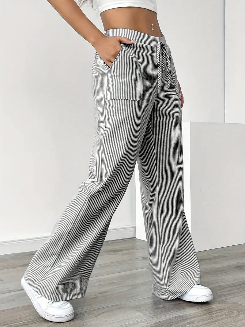 Adrienne | Women's Striped Wide Leg Trousers