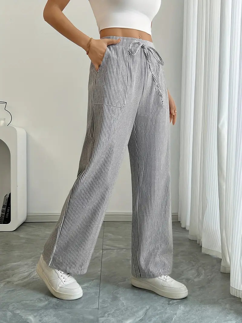 Adrienne | Women's Striped Wide Leg Trousers