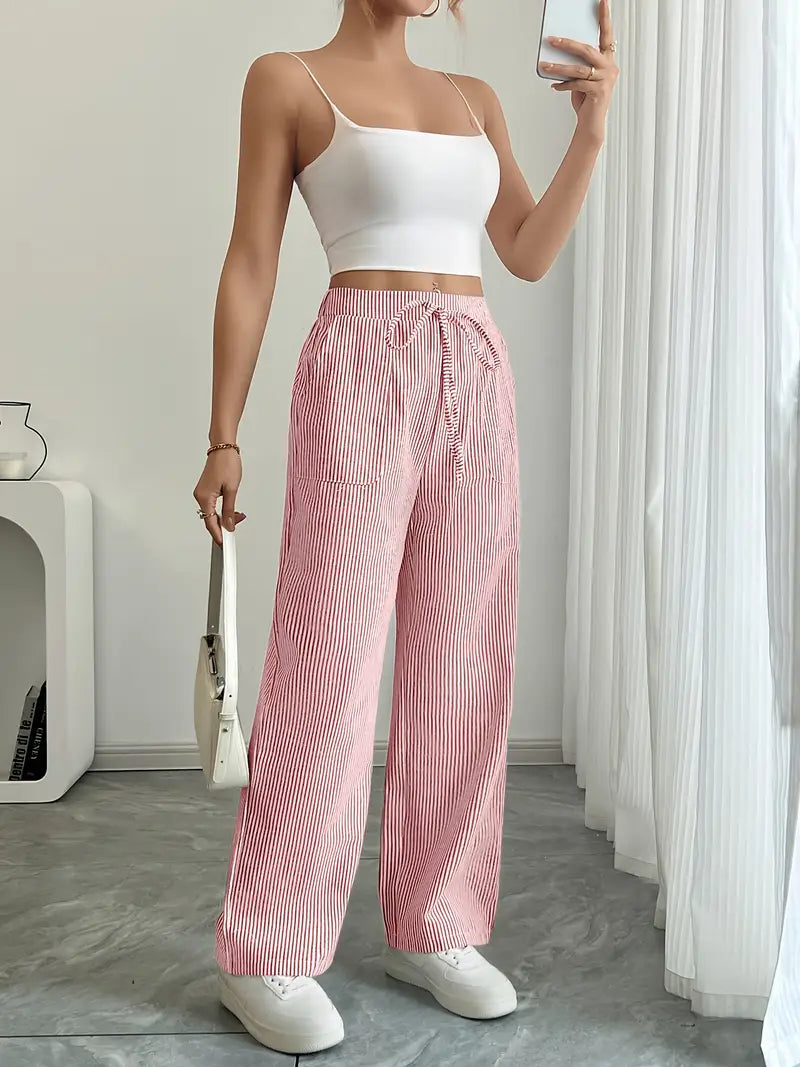 Adrienne | Women's Striped Wide Leg Trousers