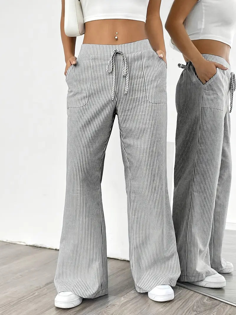 Adrienne | Women's Striped Wide Leg Trousers