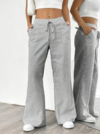 Adrienne | Women's Striped Wide Leg Trousers