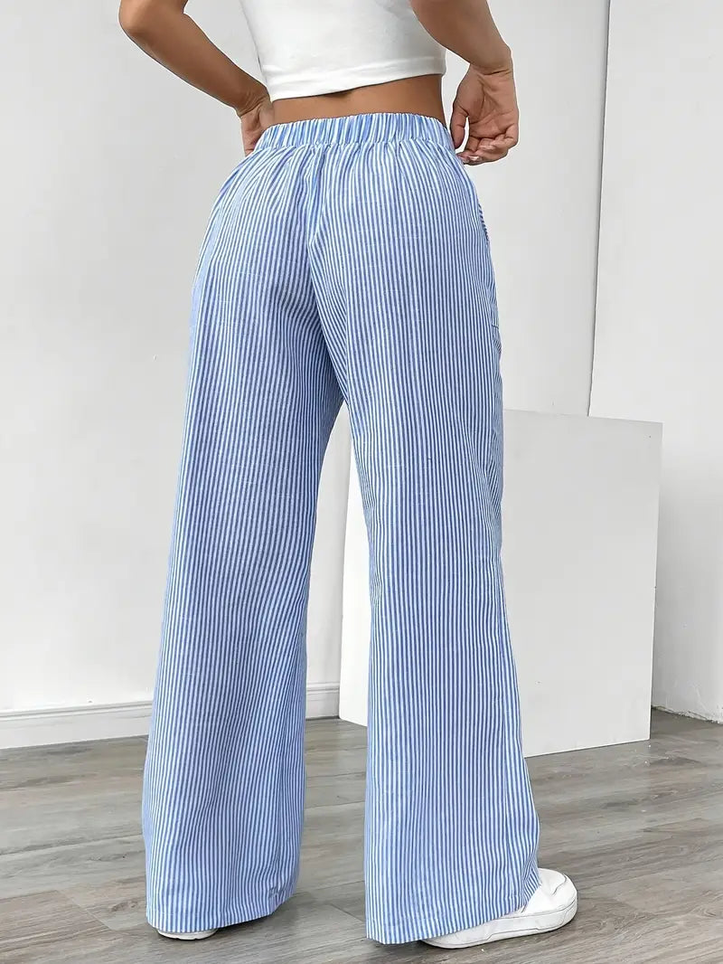 Adrienne | Women's Striped Wide Leg Trousers