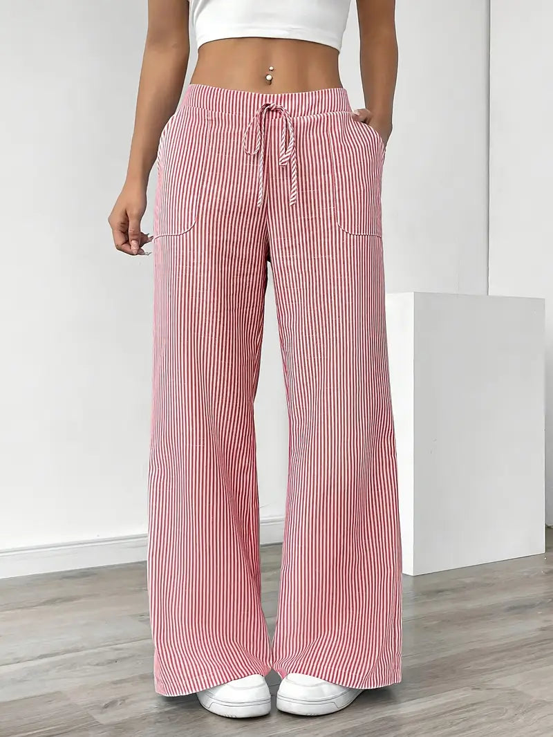 Adrienne | Women's Striped Wide Leg Trousers