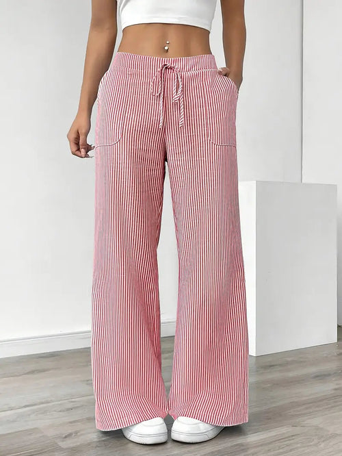 Adrienne | Women's Striped Wide Leg Trousers