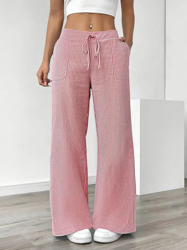 Adrienne | Women's Striped Wide Leg Trousers