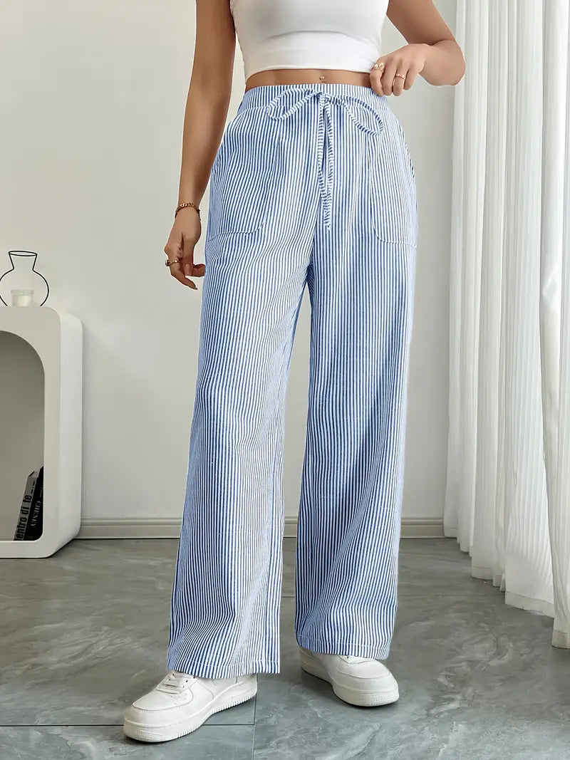 Adrienne | Women's Striped Wide Leg Trousers